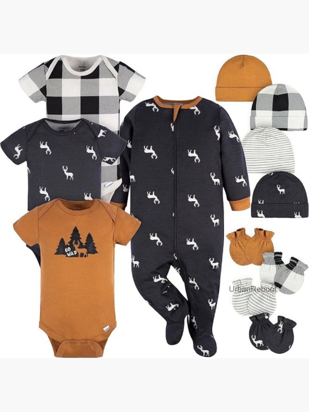Baby Boys 12 Piece Layette Gift Set Newborn Bodysuits Sleep N Play
